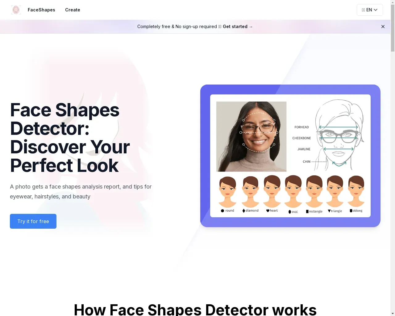 Show HN: Faceshapes – 10秒で顔の形を分析します。 - Project Screenshot