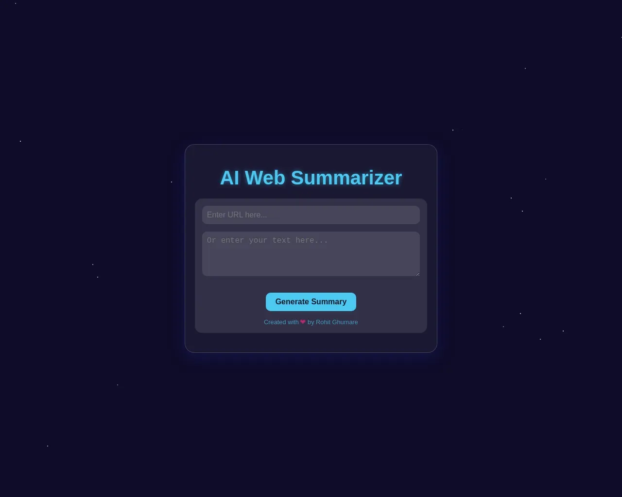 Show HN: I Made AI Web Summarizer - Project Screenshot