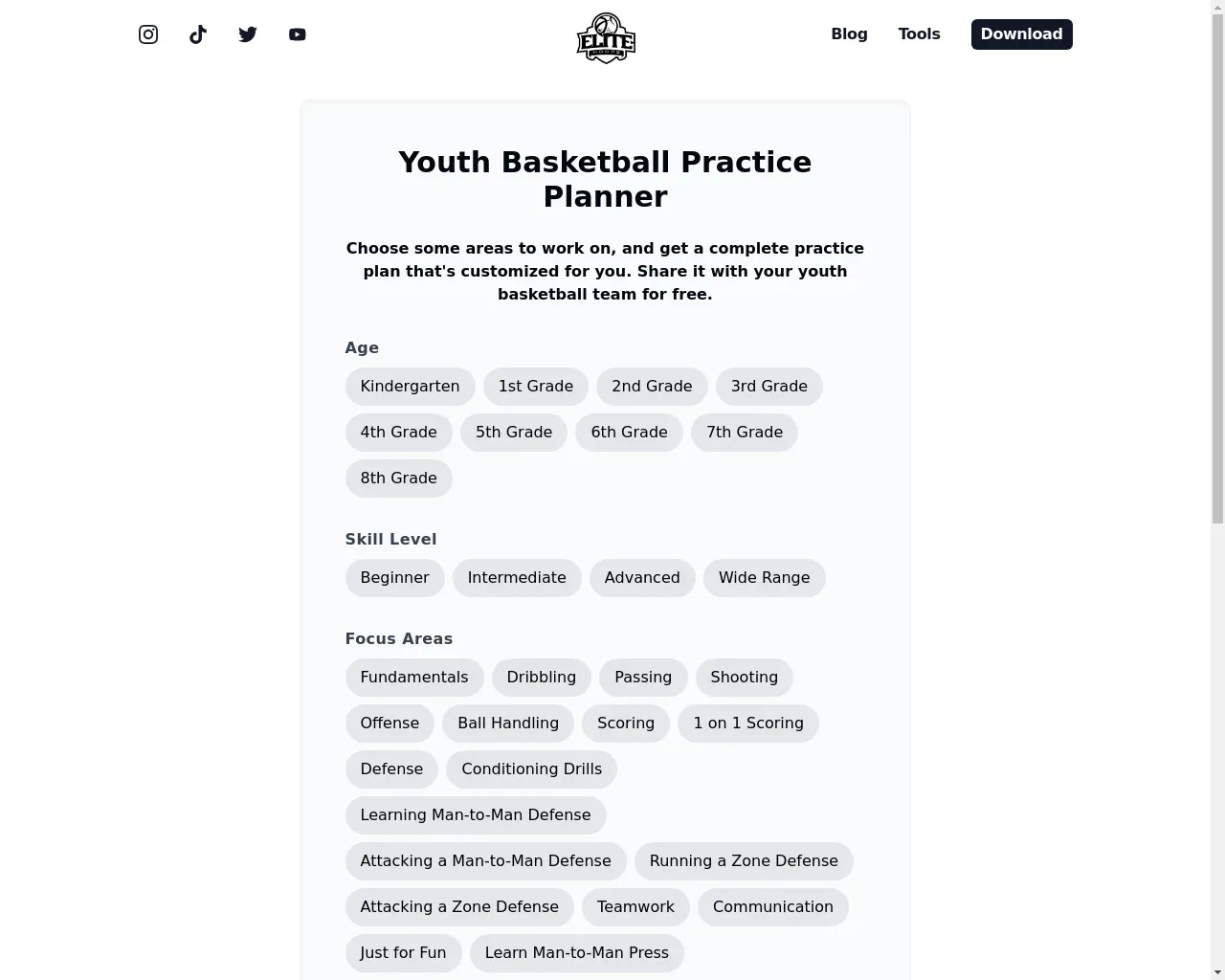 Show HN: Free Basketball Practice Plan Creator for Youth Coaches - Project Screenshot