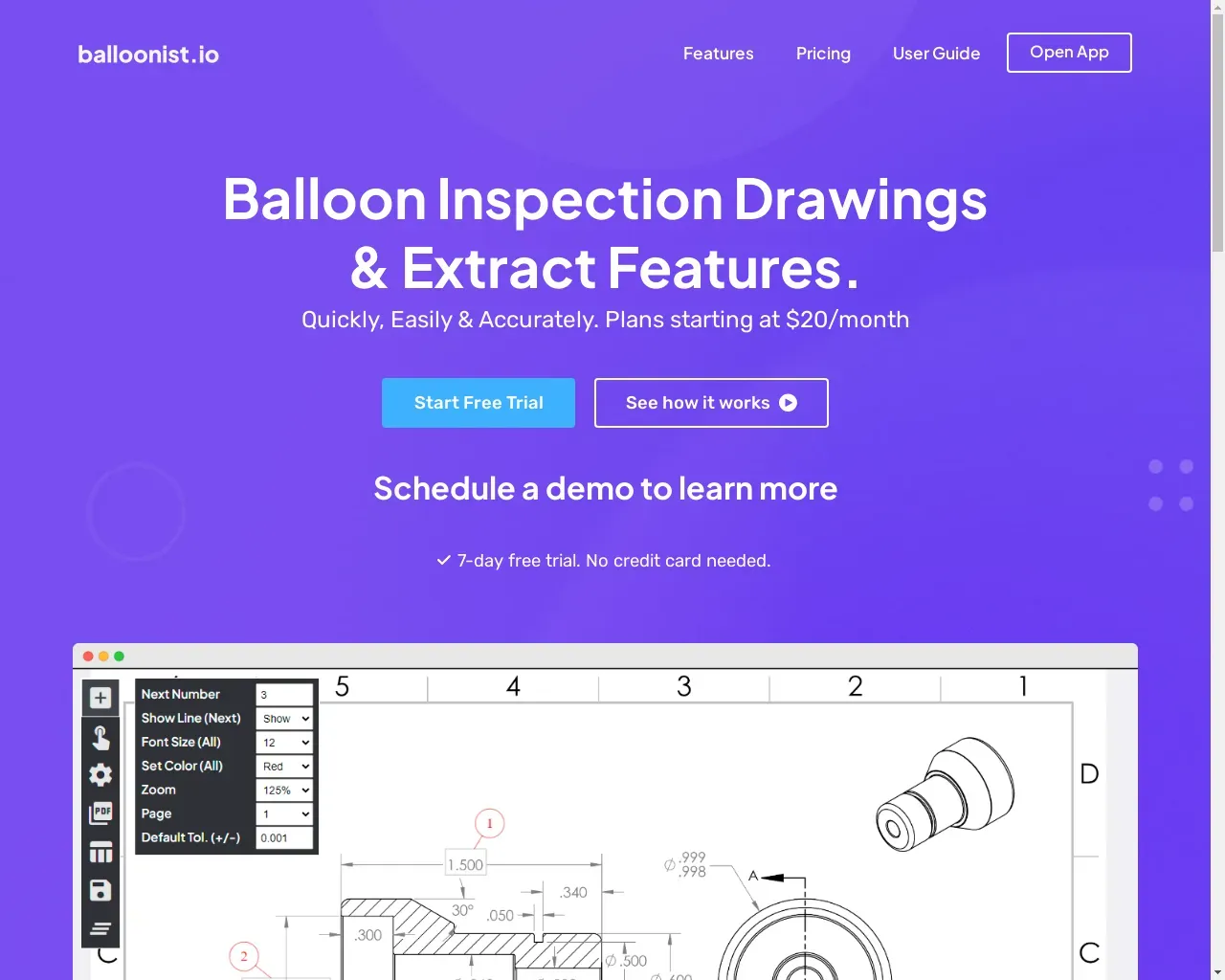 Show HN: Balloonist – Balloon inspection drawings and extract features (QC Tool) - Project Screenshot