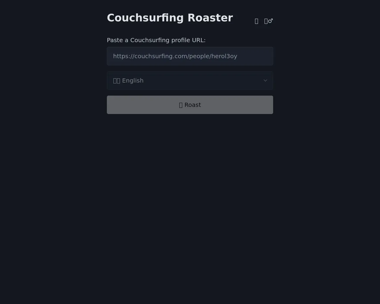 Show HN: Couchsurfing Roaster - Project Screenshot