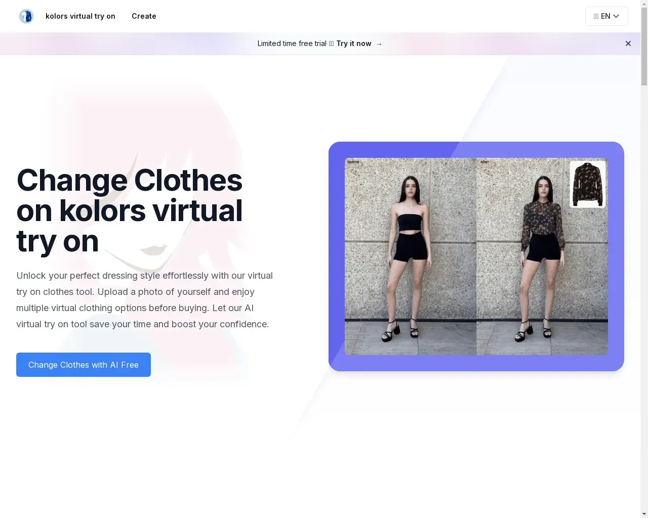 Show HN: Kolors virtual try on, AI change clothes save time and money - Project Screenshot