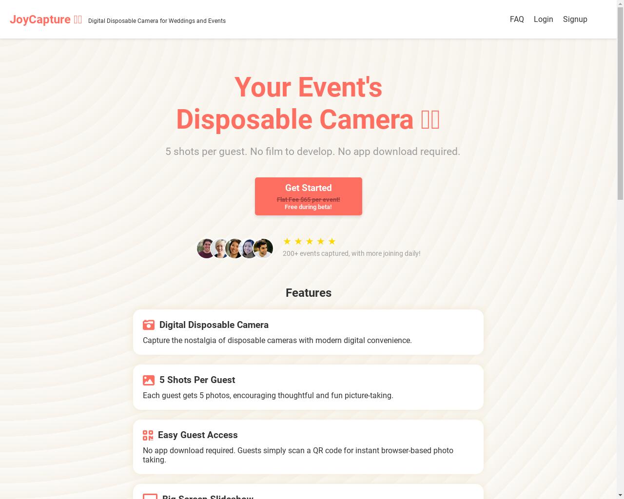 Show HN: Launched JoyCapture – A Digital Disposable Camera for Events - Project Screenshot