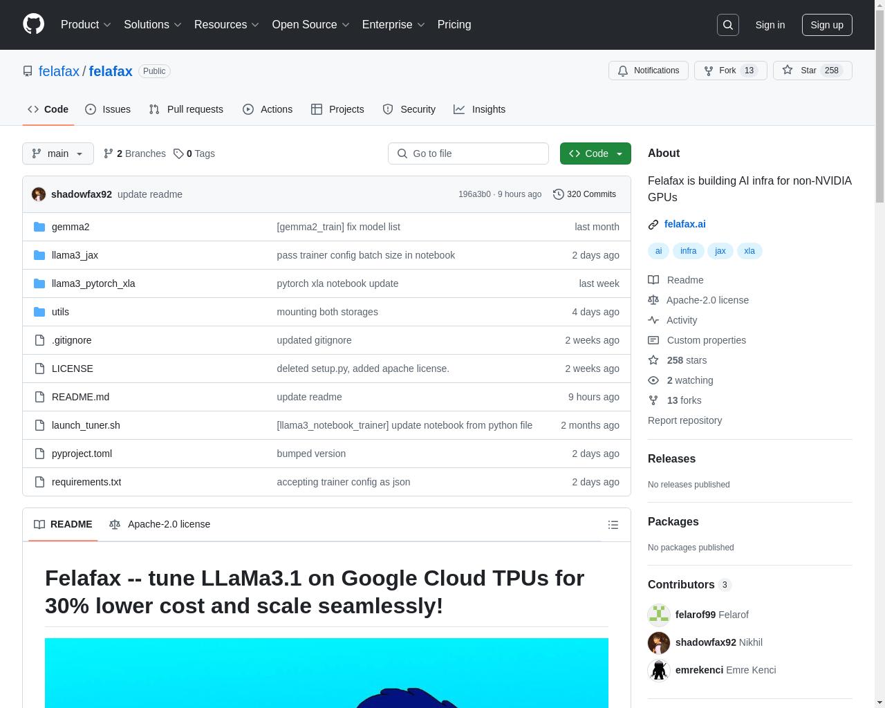 Show HN: Google Cloud TPUでLLaMa3.1をチューニングする - プロジェクトのスクリーンショット