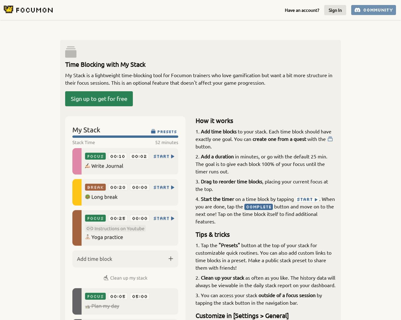 Show HN: Focumon Stack – Gamified co-working (calendar-free) - Project Screenshot