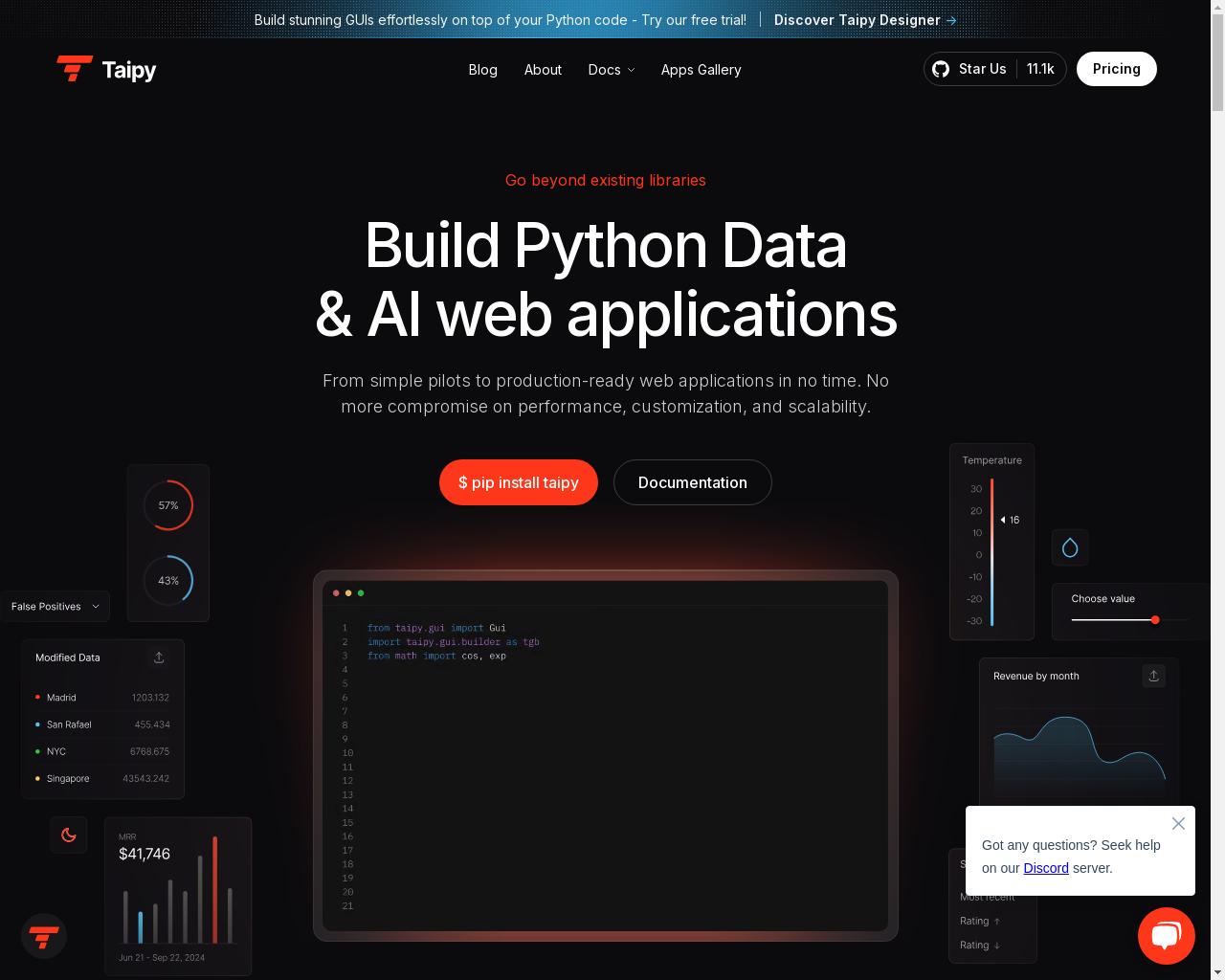 Show HN: Taipy – Open-source AI and Data web app builder - Project Screenshot