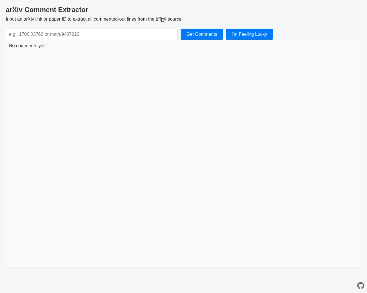 Show HN: ArXiv Comment Extractor - Project Screenshot