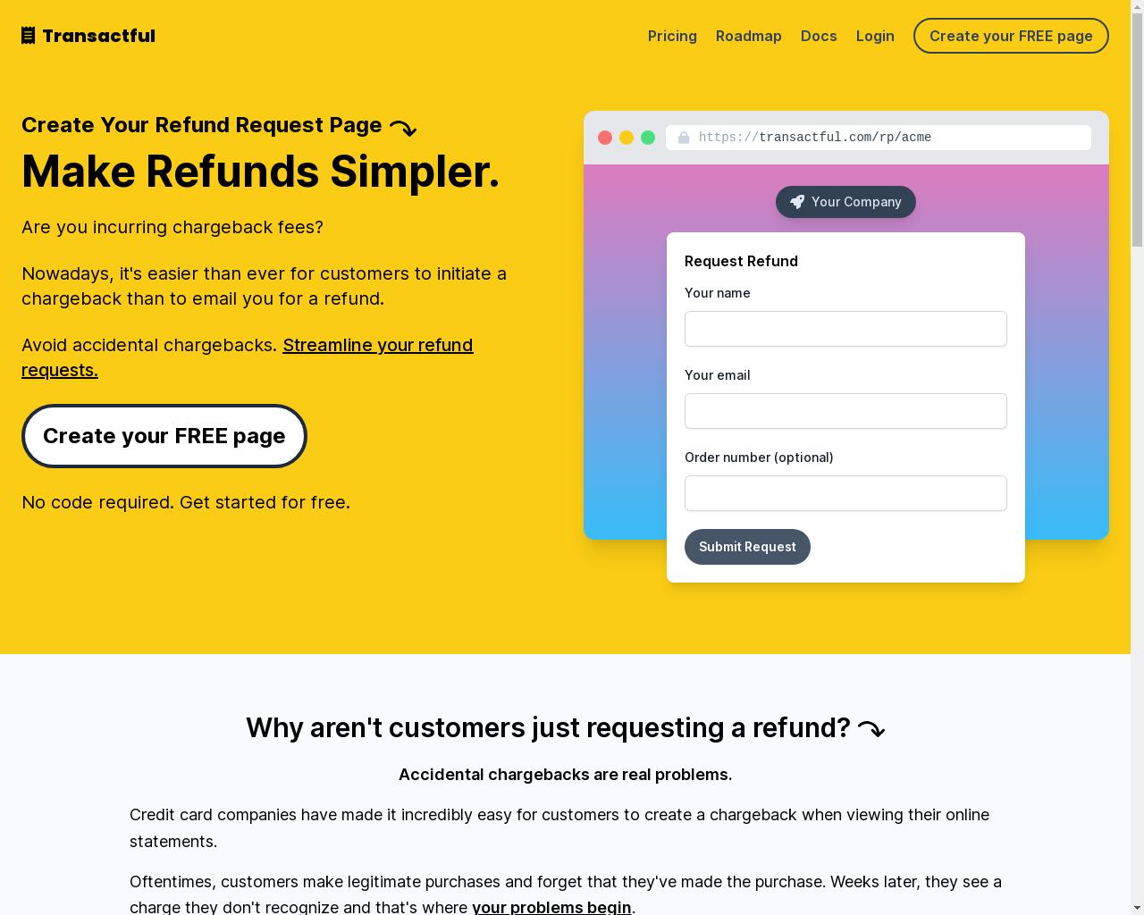 Show HN: Create a refund request page to avoid chargebacks - 项目截图