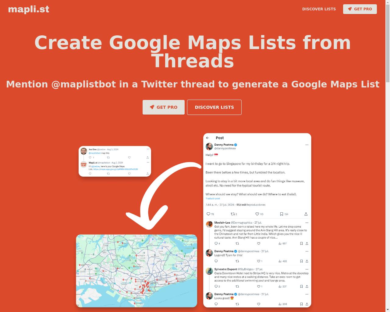 Show HN: Google Mapsリストを作成するX/Twitterボット - プロジェクトのスクリーンショット