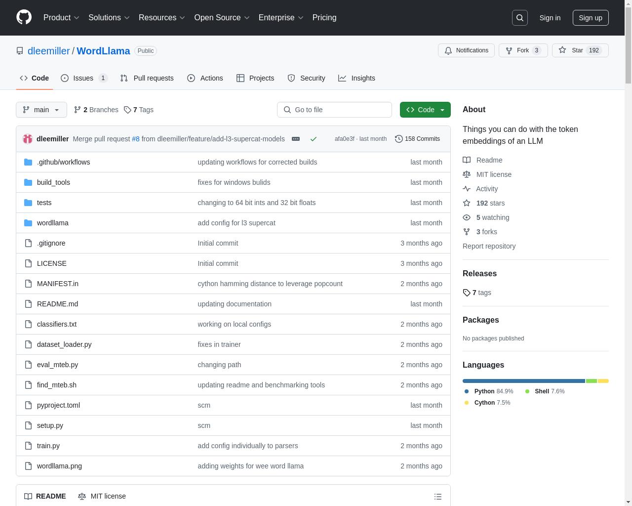 Show HN: Wordllama – Things you can do with the token embeddings of an LLM - 项目截图