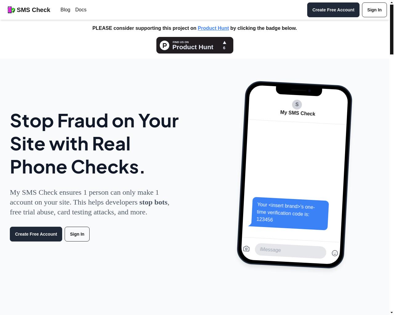 Show HN: I Made an SMS Checker to Stop Free Trial Spam and Other Fraud Attacks - 项目截图