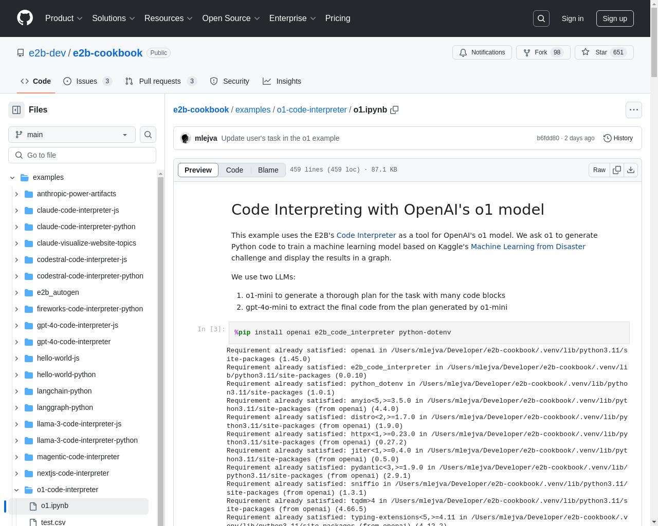 Show HN: OpenAI's o1 building and running ML model with code interpreter - 项目截图