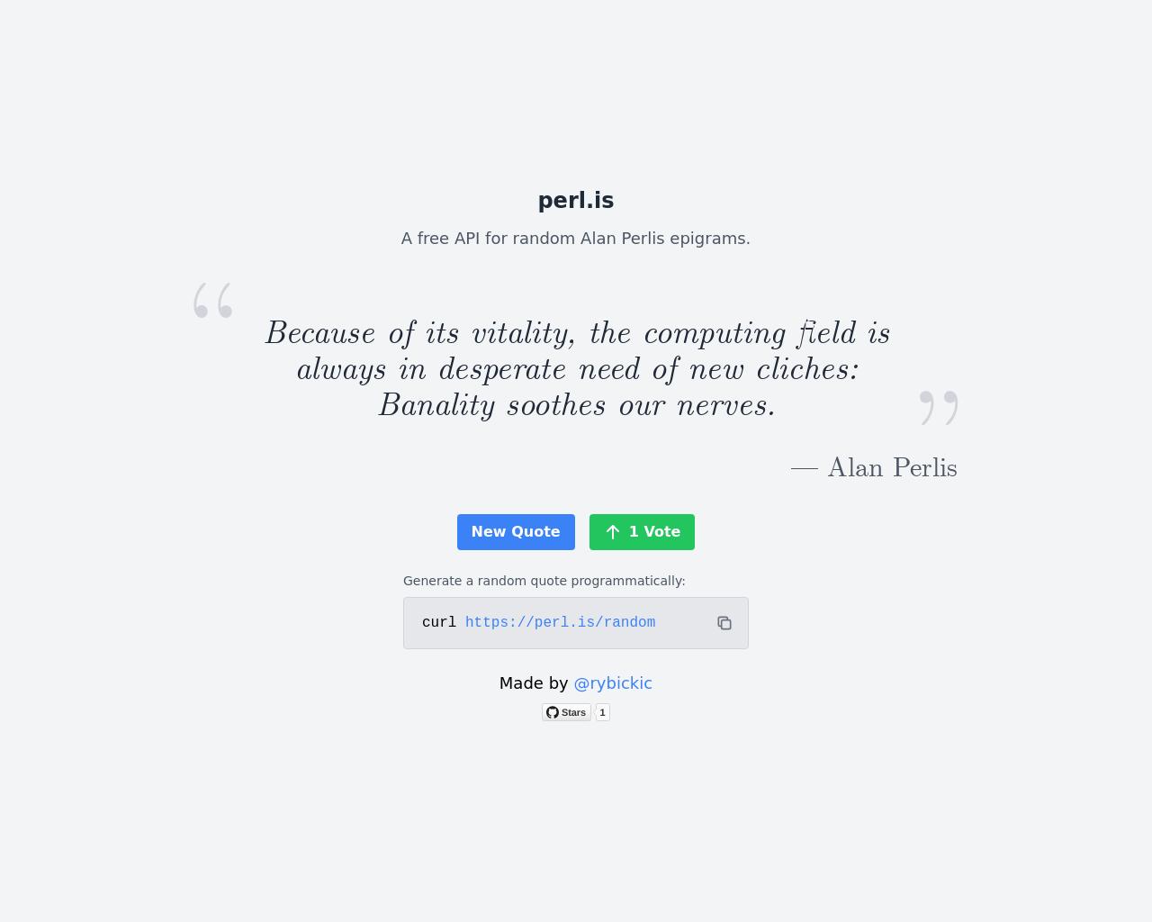 Show HN: An API that returns random Alan Perlis epigrams - 项目截图