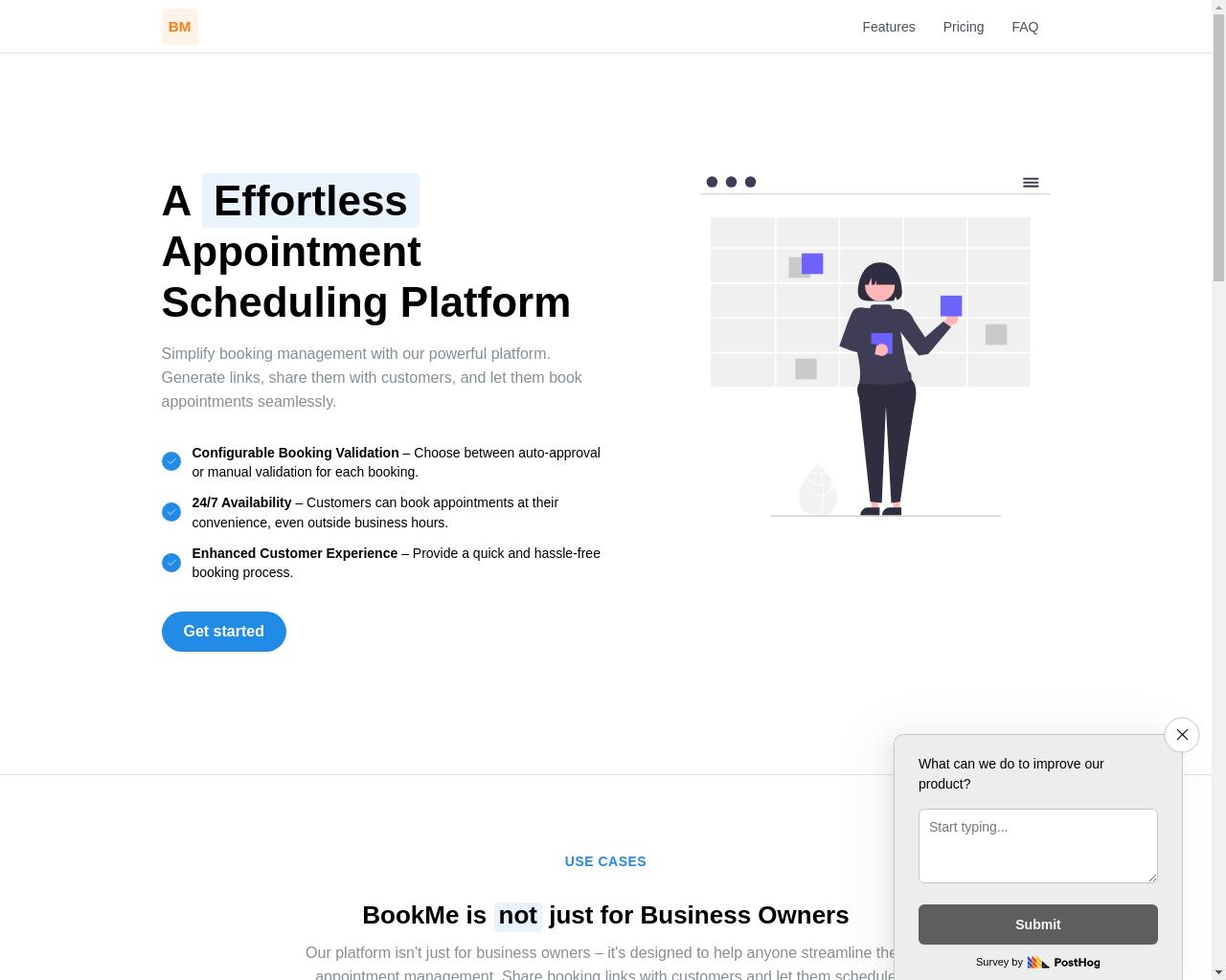 Show HN: Launching BookMe – Simplify Your Appointment Scheduling Process - 项目截图