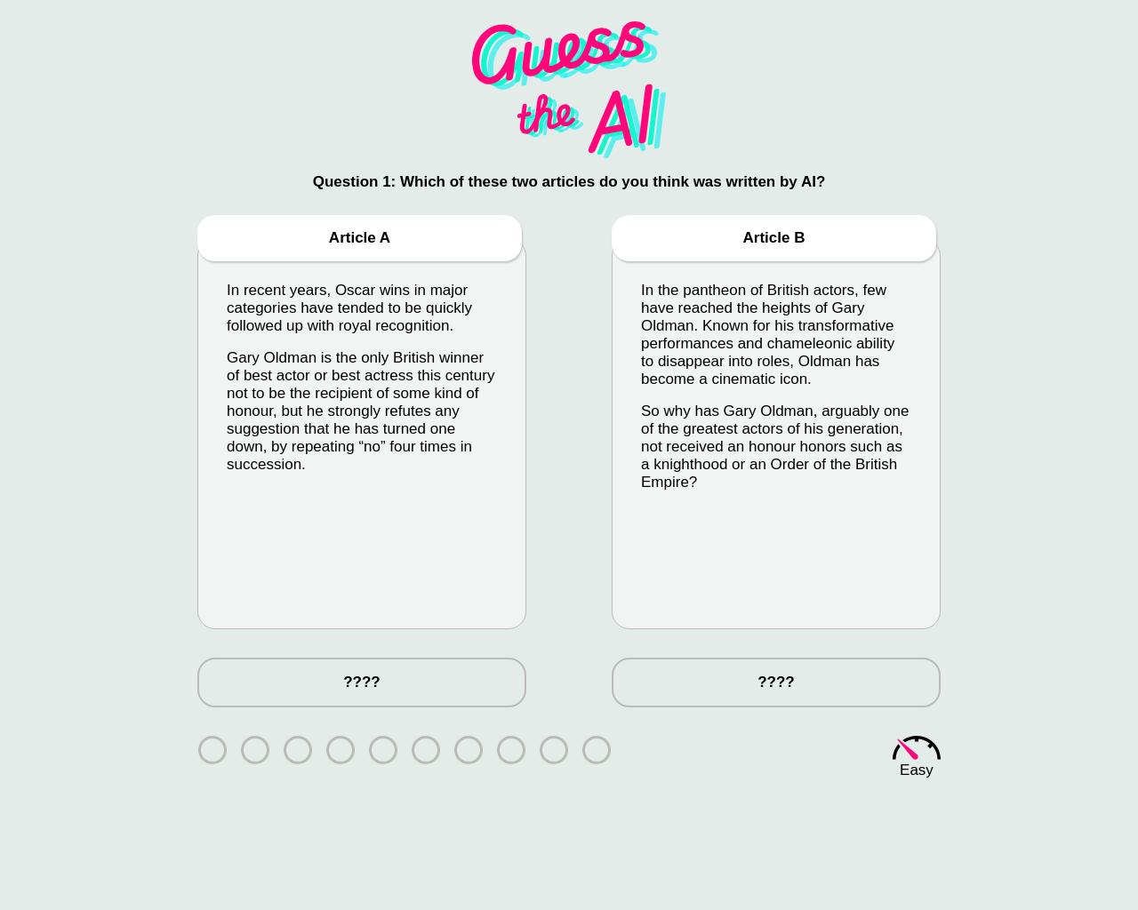 Show HN: I made an AI content guessing game - 项目截图