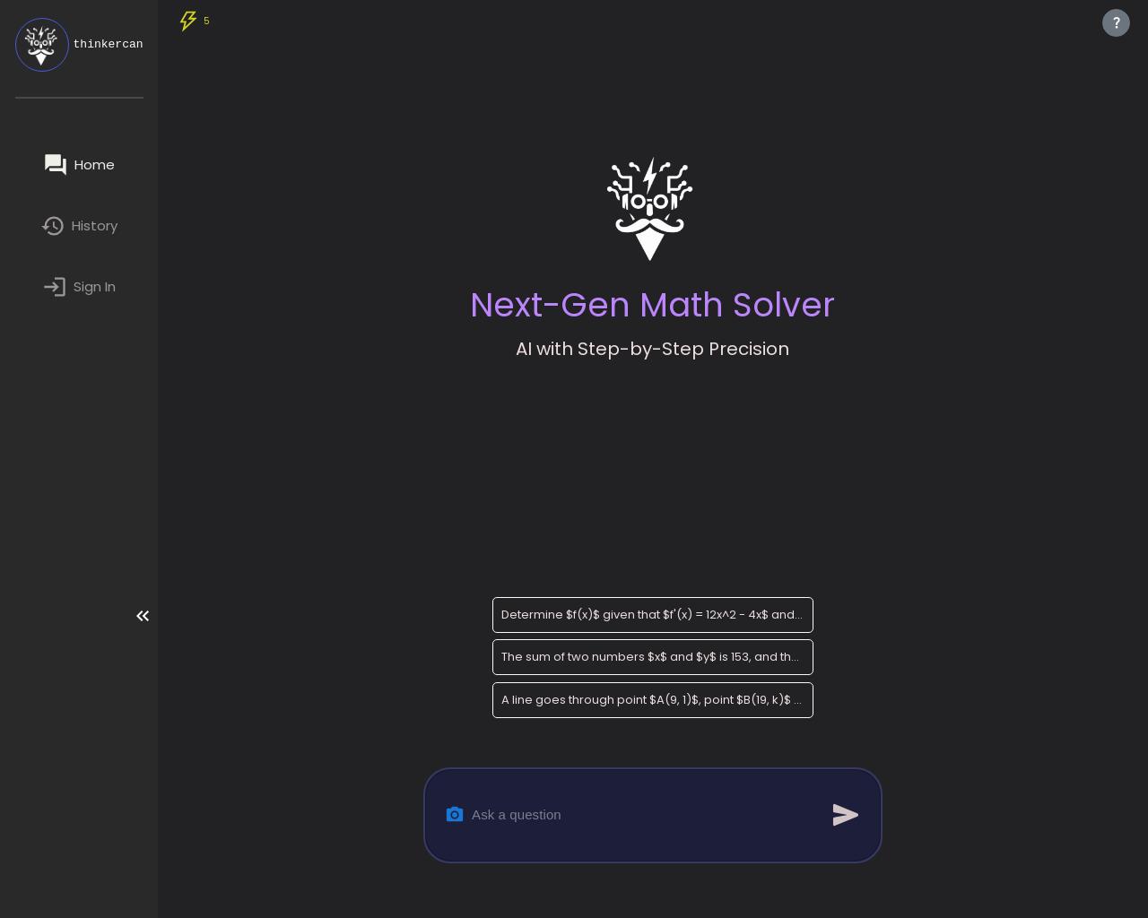 Show HN: Thinkercan – AI math solver with CAS - 项目截图