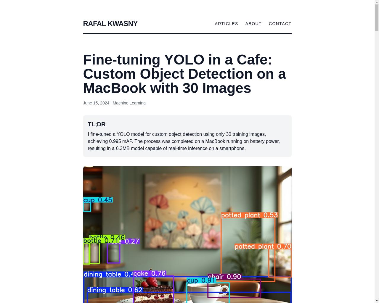 Show HN: Fine-Tuning YOLO in a Cafe: Custom Object Detection on a MacBook - 项目截图