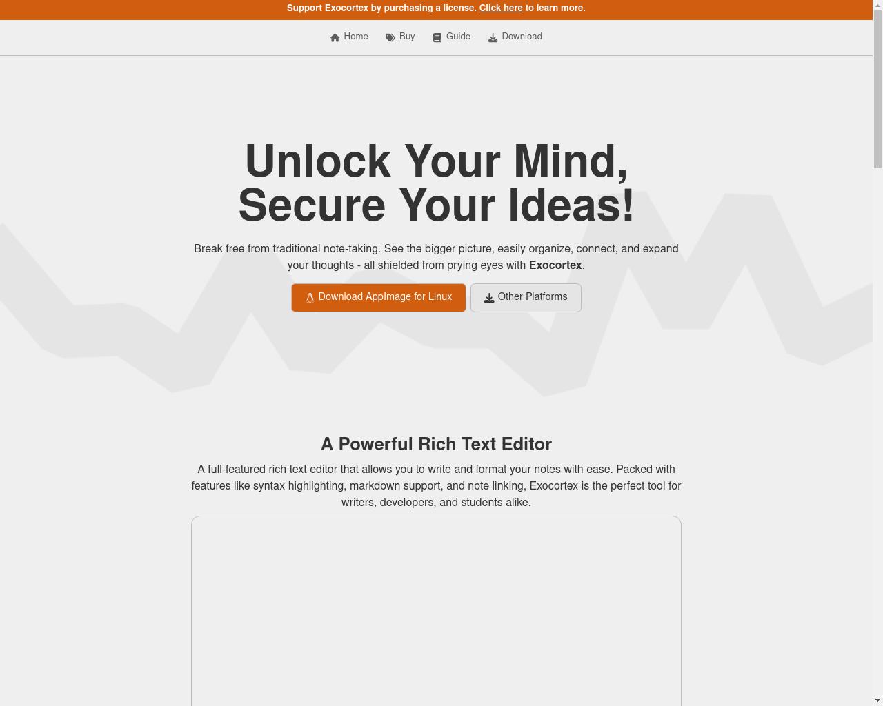 Show HN: Exocortex – Encrypted Note-Taking Desktop App for Networked Thought - 项目截图