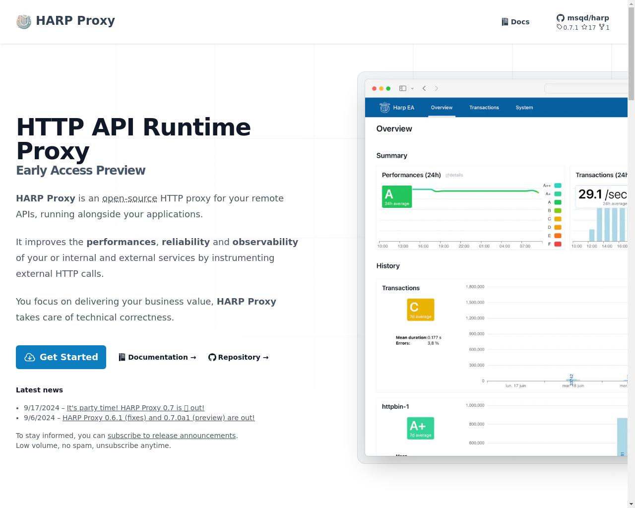 Show HN: Harp Proxy – 信頼性と可観測性のためのオープンソースAPIプロキシ - プロジェクトのスクリーンショット