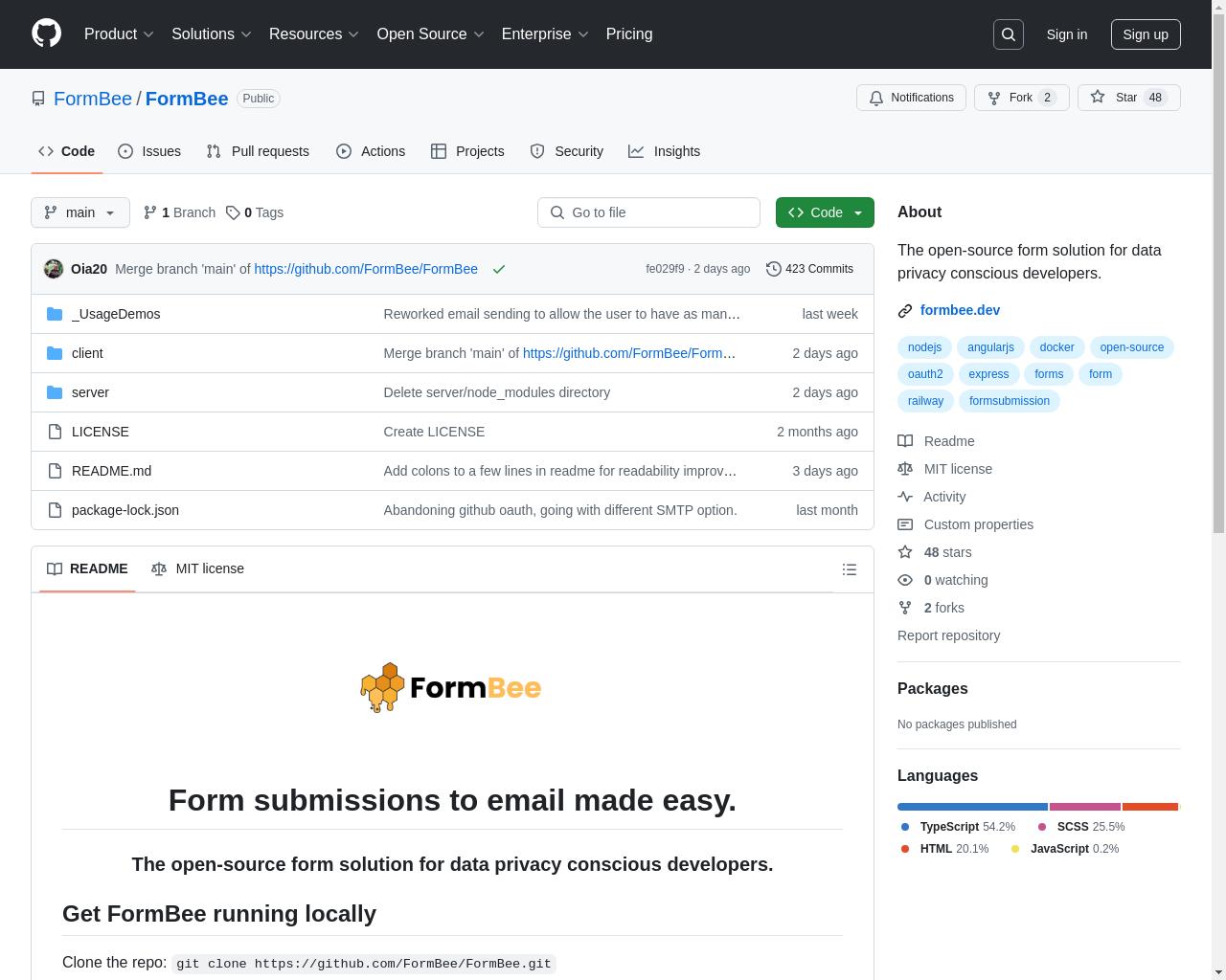 Show HN: An Open Source Form Back end to receive form submissions in your email - 项目截图