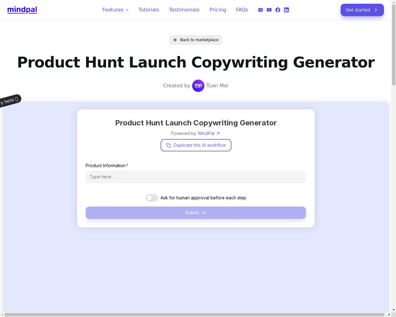 Show HN: Product Hunt 发布文案生成器 - 项目截图