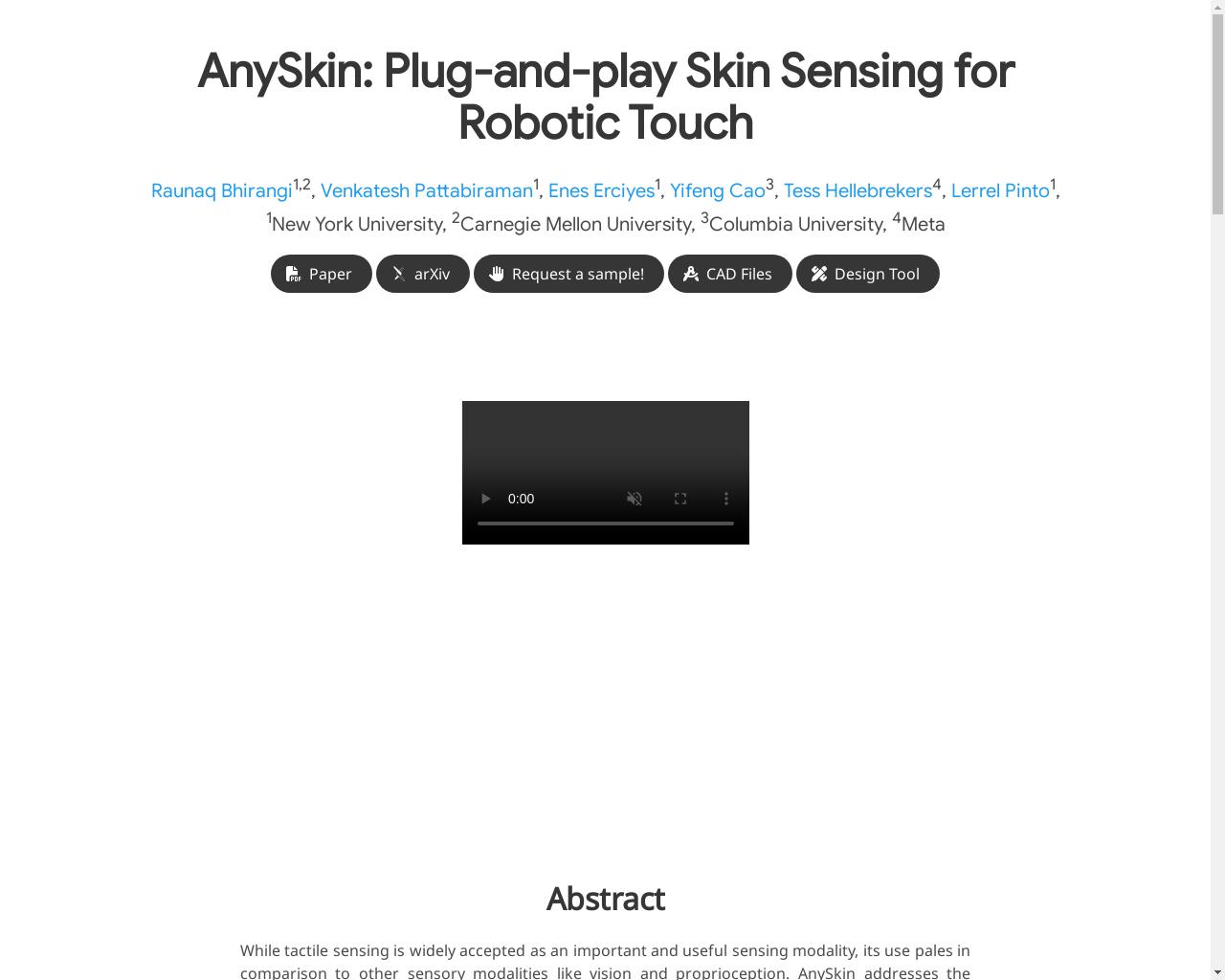 Show HN: AnySkin - ロボティクス向けのプラグアンドプレイタクタイルスキン - プロジェクトのスクリーンショット