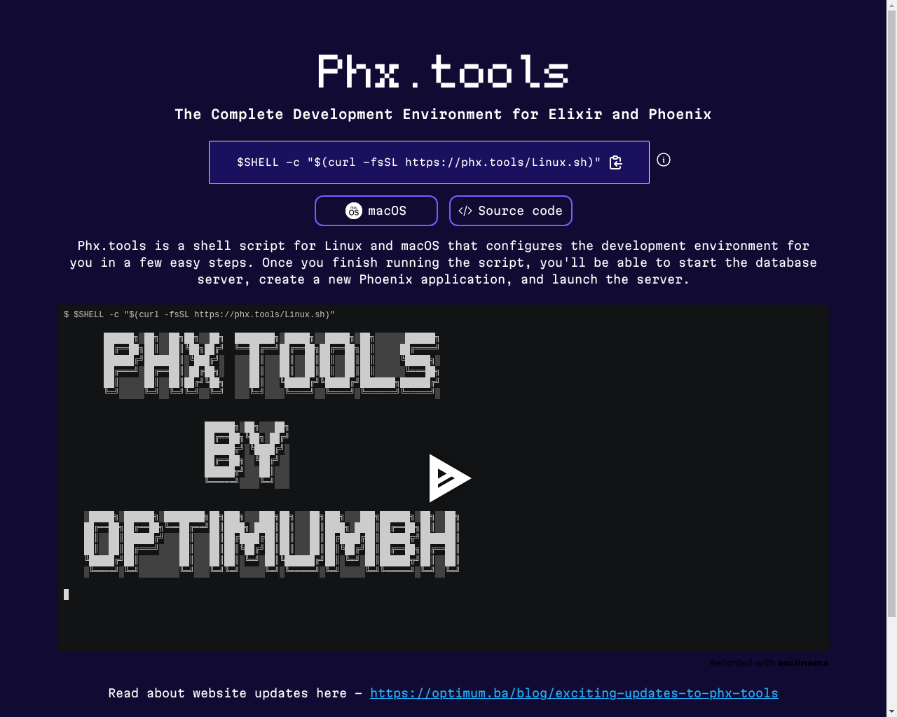 Show HN: phx.tools – ElixirとPhoenixのための完全な開発環境 - プロジェクトのスクリーンショット