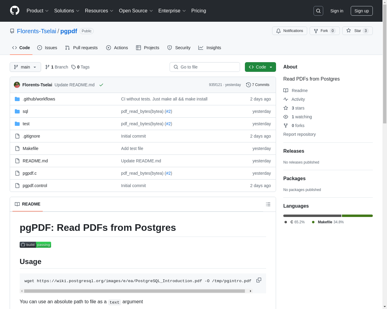 展示 HN：PgPDF：用于读取 PDF 的 Postgres 扩展 - 项目截图