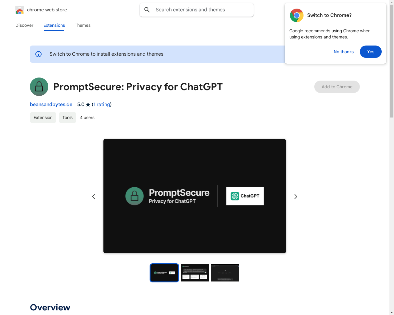 Show HN: PromptSecure, browser extension to privacy protect ChatGPT - Project Screenshot