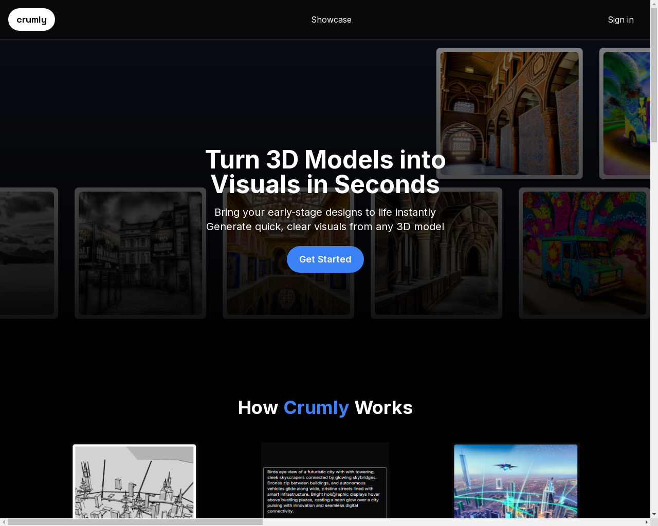 Show HN: Crumly – Instant 3D Visuals for Design Ideas - Project Screenshot