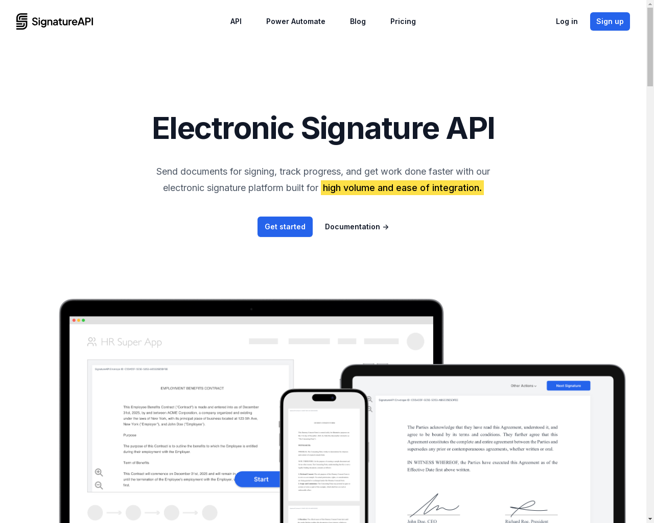 Show HN: SignatureAPI – Electronic Signature API - Project Screenshot