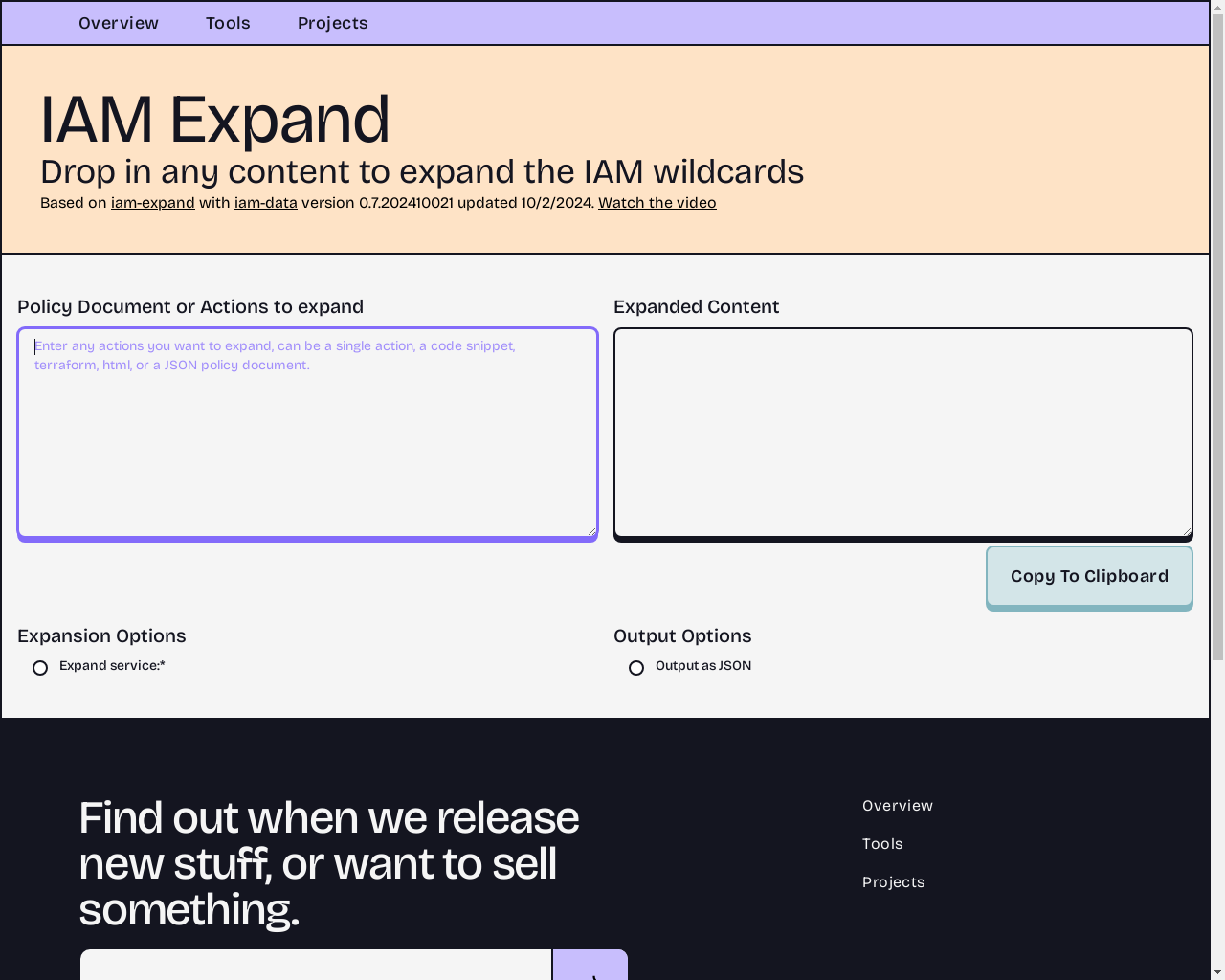 Show HN: Iam-Expand – Expand AWS Action Wildcards - Project Screenshot