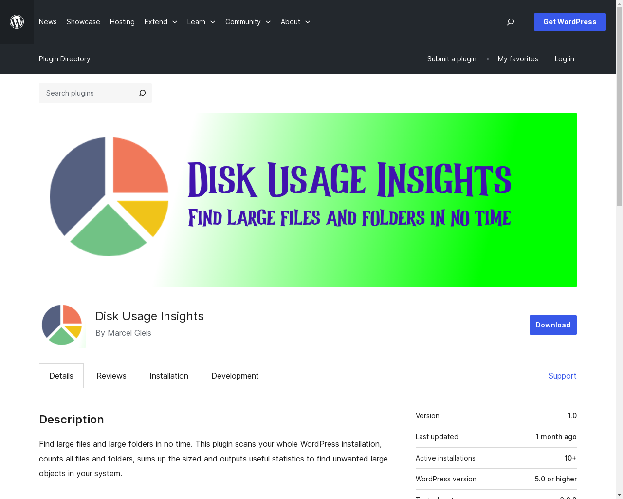 Show HN: WordPress Plugin: Disk Usage Insights - Project Screenshot