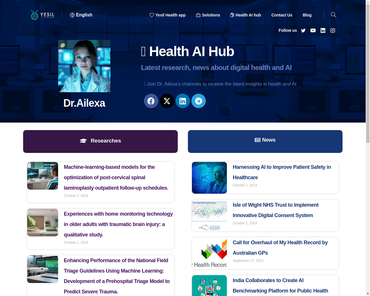 Show HN: Dr.Ailexa – Quick Summaries of Digital Health Articles and AI News - Project Screenshot