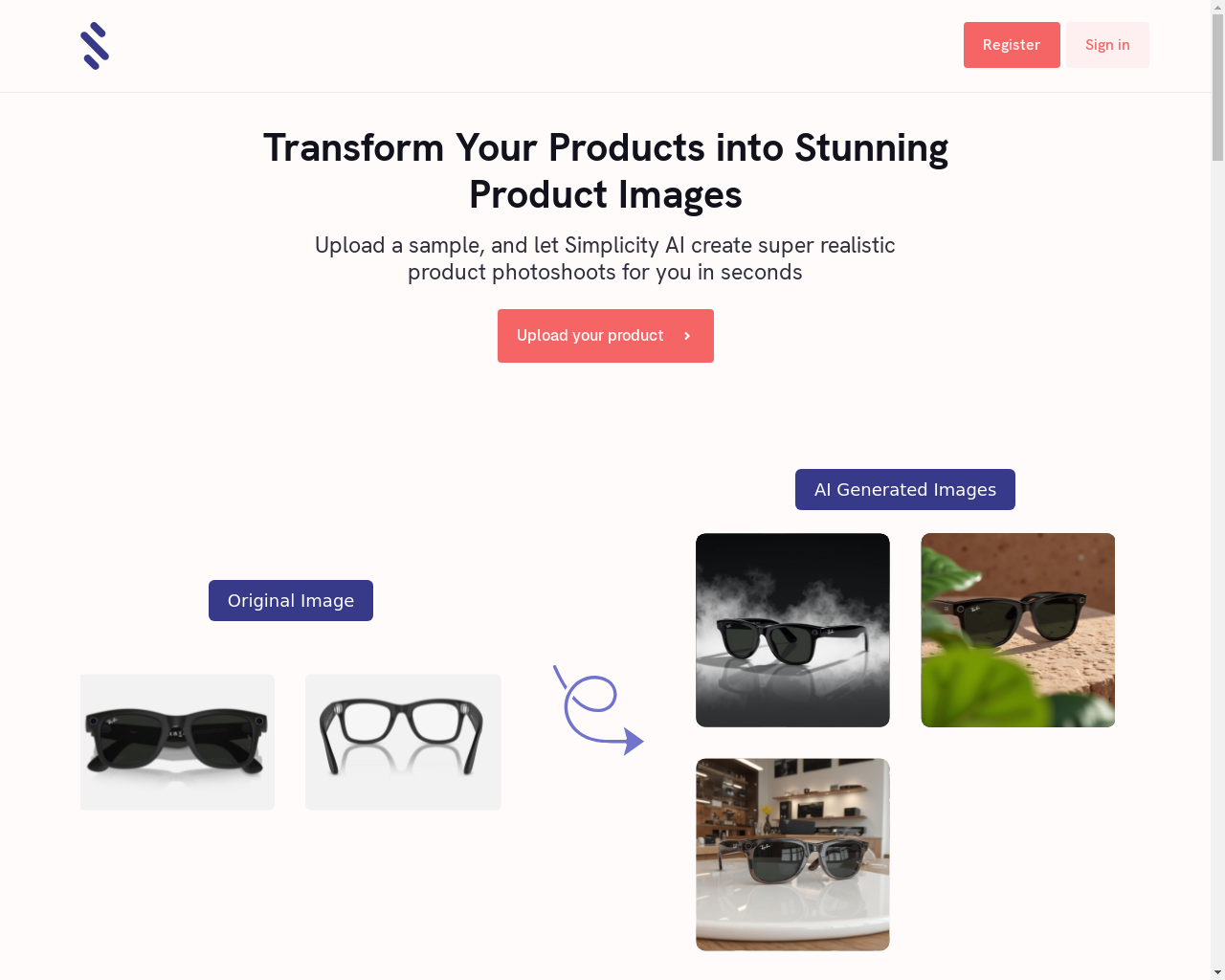 Show HN: Simplicity AI, generate AI product photos indistinguishable from humans - Project Screenshot