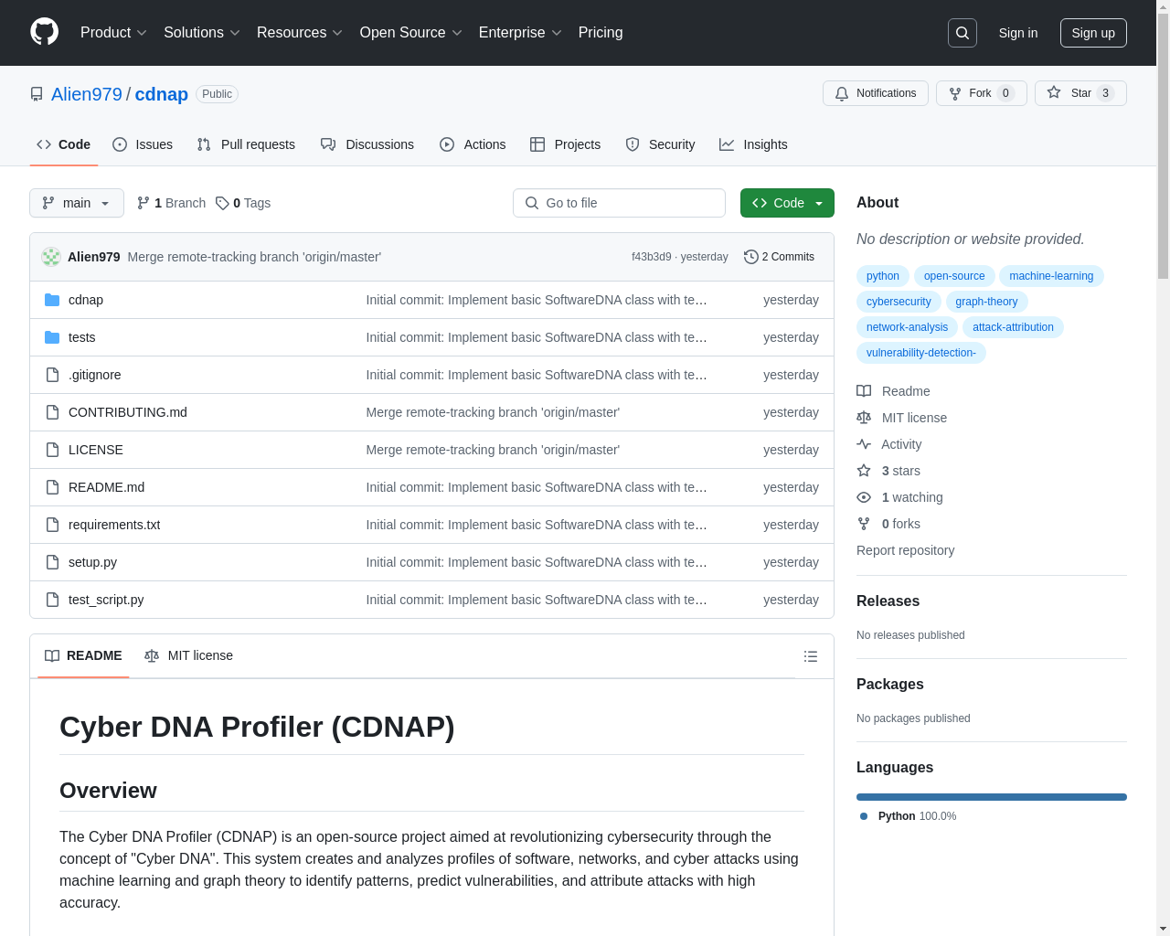 Show HN: Cyber DNA Profiler (CDNAP) – Open-source cybersecurity analysis tool - Project Screenshot