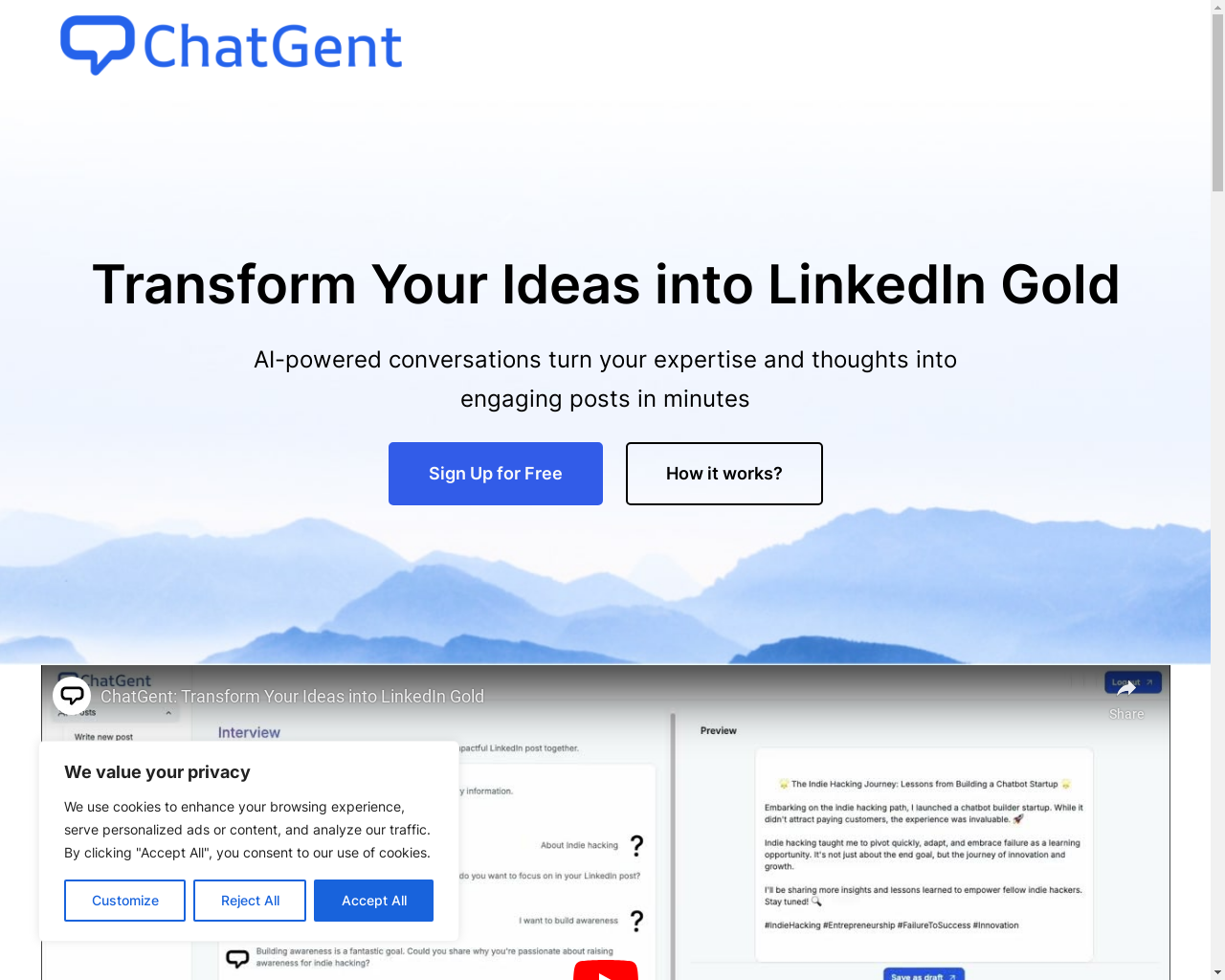 Show HN: Pivoting to ChatGent – AI-Powered LinkedIn Tool with Guided Interviews - Project Screenshot