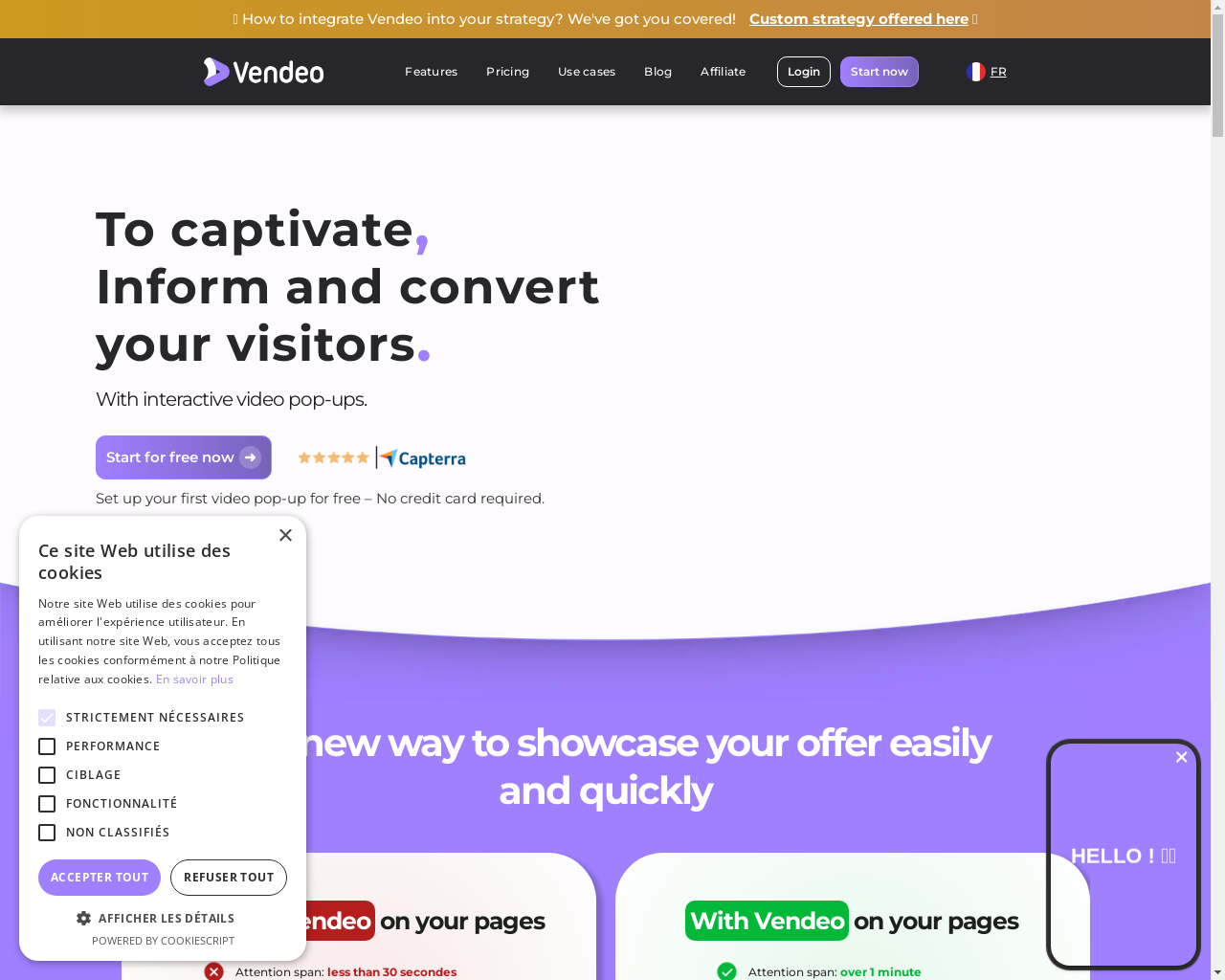 Show HN: Vendeo, Captivate, Inform and Convert Your Visitors on Your Sales Pages - Project Screenshot