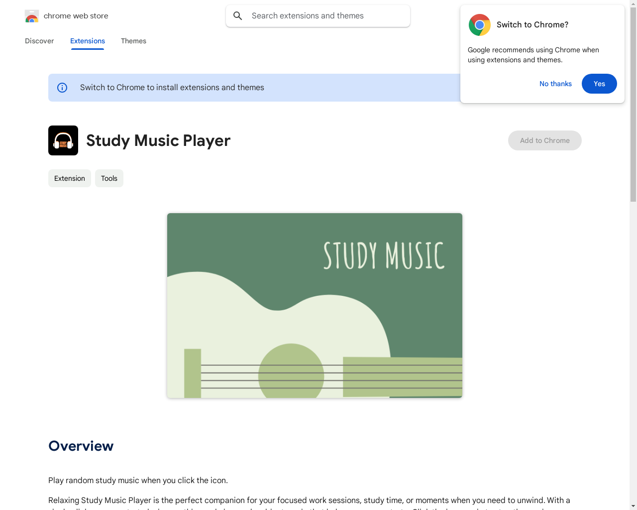 Show HN: Study Music Player – One-click extension for focus-enhancing music - Project Screenshot