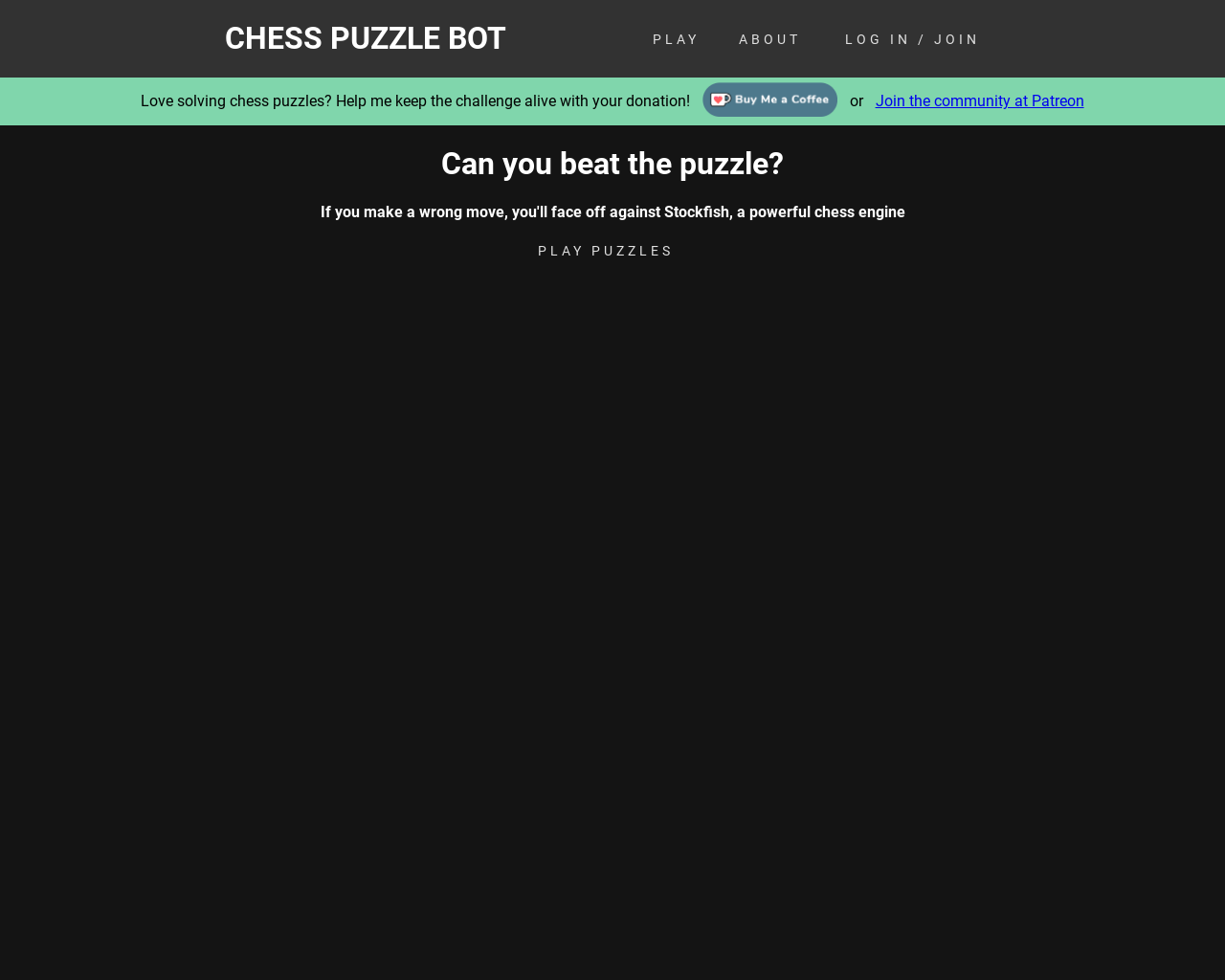 Show HN: Chess Puzzle Bot – Puzzles vs. Stockfish - Project Screenshot