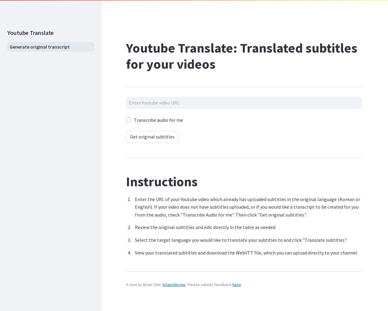 Show HN: Translated subtitles tool for YouTube videos - Project Screenshot