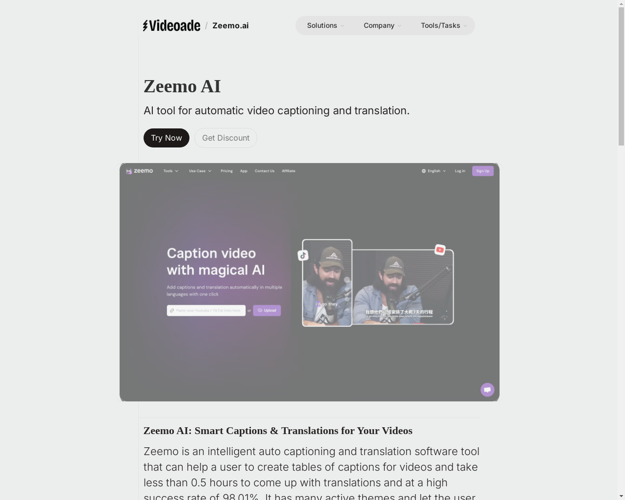 Show HN: Zeemo AI – 動画のためのスマートキャプションと翻訳 - プロジェクトのスクリーンショット