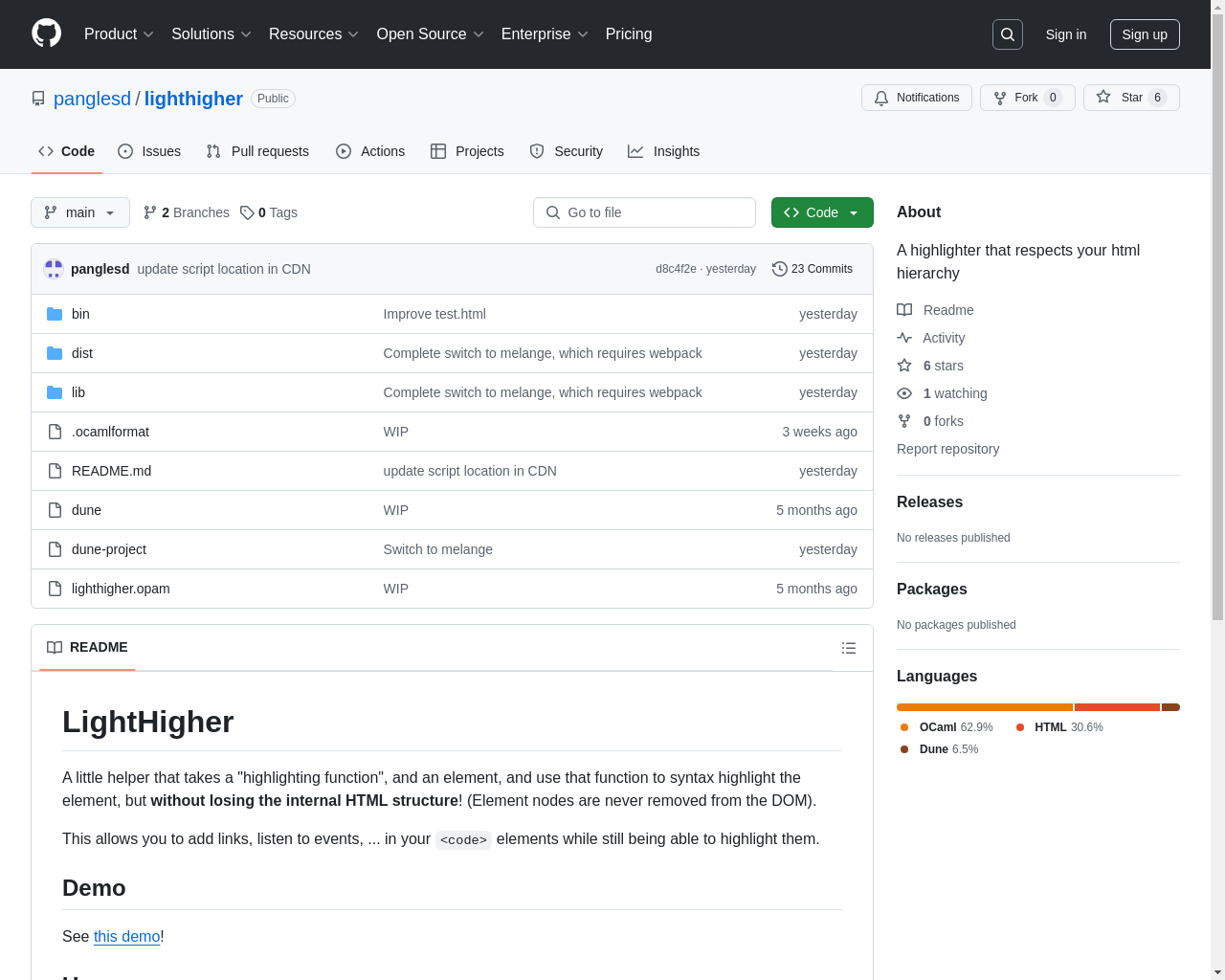 Show HN: Lighthigher, highlighting while preserving the HTML hierarchy - Project Screenshot