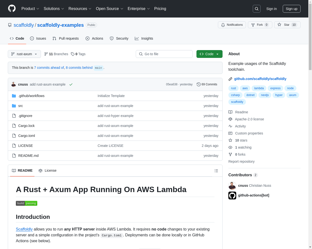 Show HN: Run a Rust HTTP Server in AWS Lambda (Axum+Scaffoldly) - Project Screenshot