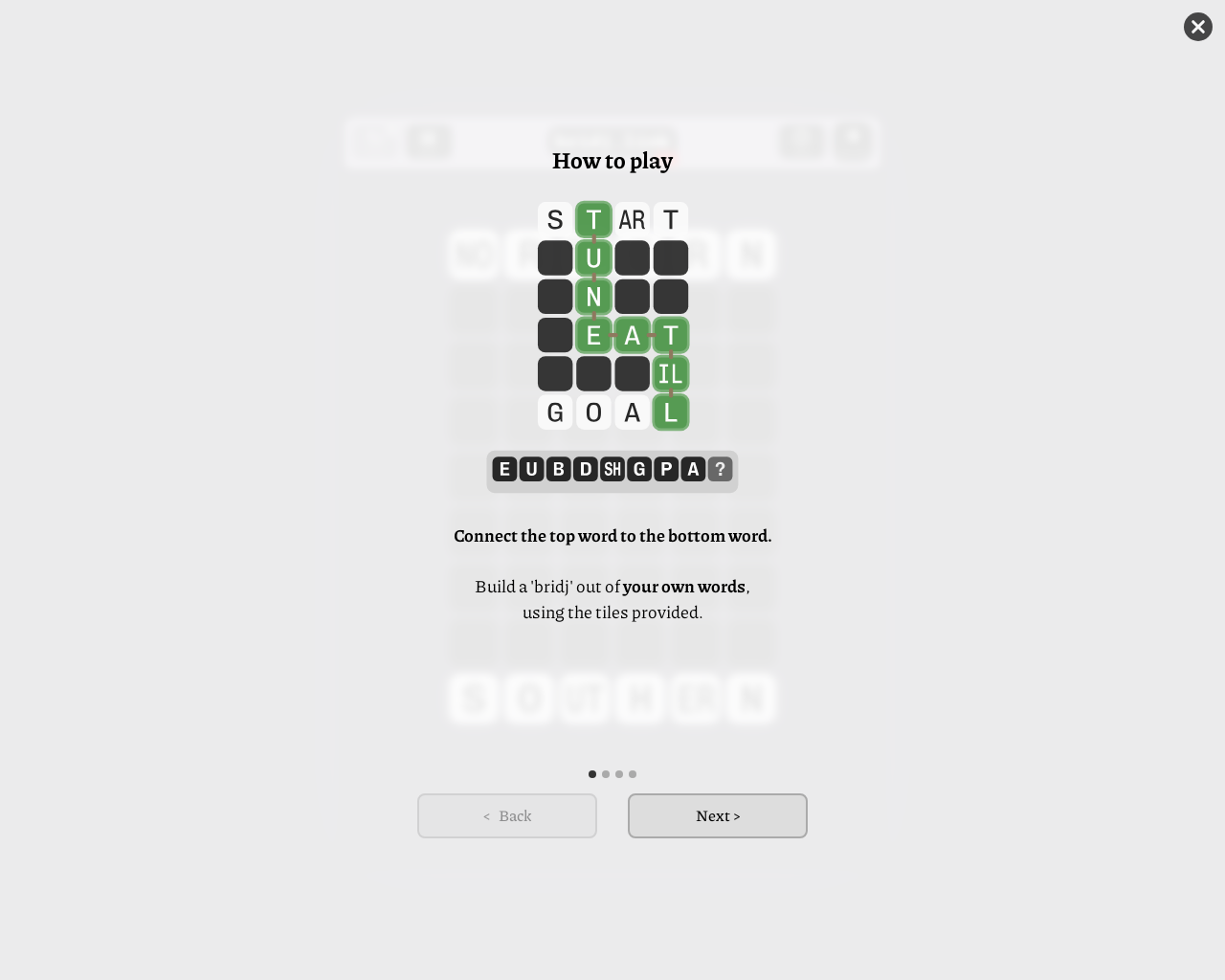 Show HN: Daily puzzle game where you build a bridge of your own words (SolidJS) - Project Screenshot