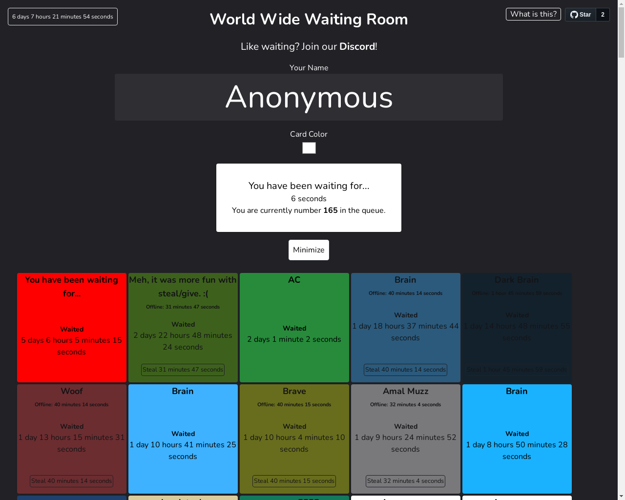 Show HN: World Wide Waiting Room - Project Screenshot