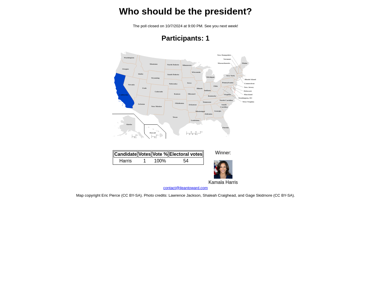 Show HN: Presidential polling with instant electoral results - Project Screenshot