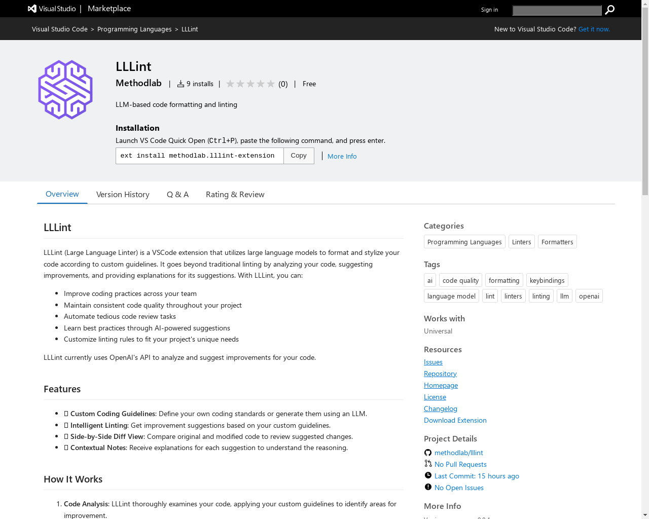 Show HN: LLMを活用したコード整形のためのVSCode拡張機能 - プロジェクトのスクリーンショット