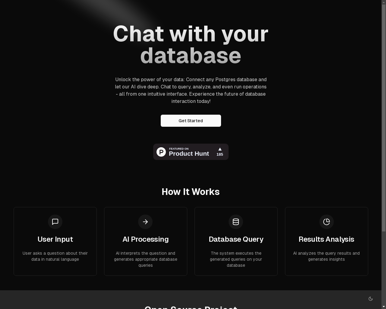 Show HN: An Open Source Chatbot to Chat with Your Postgres DB - Project Screenshot