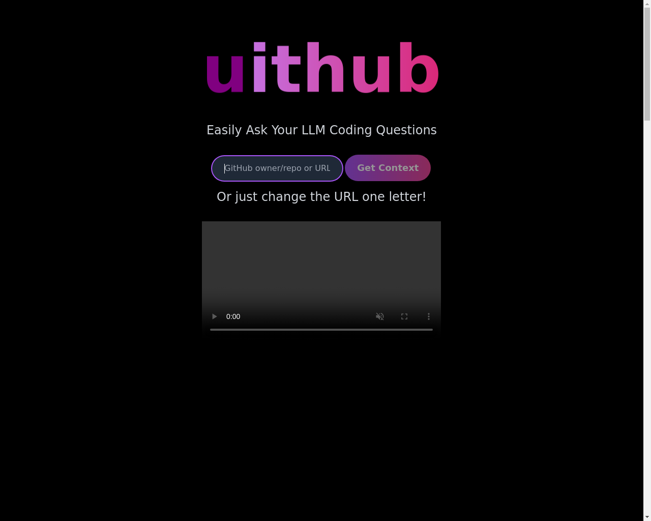 Show HN: Uithub – 簡単にLLMにコーディングの質問をする - プロジェクトのスクリーンショット